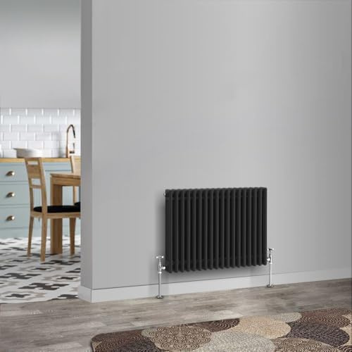 Traditional 2 3 Column Horizontal Vertical Radiator Cast Iron Style Vintage Rads (3 Column 600 x 785mm, Black)