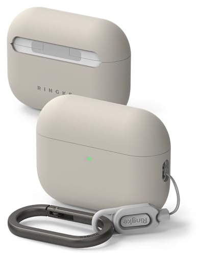 Ringke Silicone Case Compatibile con Cover AirPods Pro 3, Custodia Protettiva Resistente ai Graffi con Moschettone - Stone