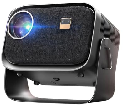 mophrati Intelligente Heimkino Projektoren mit KI Sprachfernbedienung, vielseitiger Mini Projektor, Beam Projektor, Heimkino, Smart TV, Gleicher Bildschirm für Mobi
