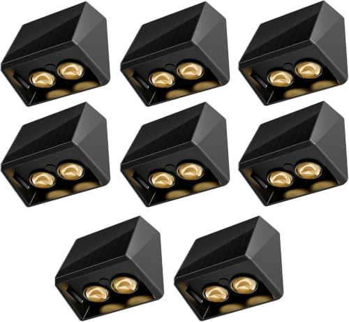 Quntis Solar Wandleuchte Außen 8er Set IP65 Wasserdicht Warmweiß Bunt | 13 Modi Solarlampen Wand LED Garten Deko Outdoor Außenleuchte Außenbeleuchtung Wandlampe Zaun Balkon Terrasse Treppe Mauer