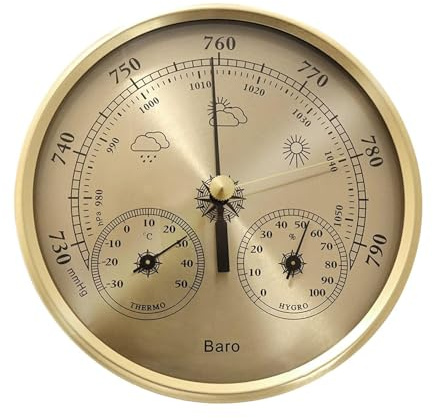 Barometrisches Manometer – Traditionelles Barometer, Thermometer-Hygrometer-Manometer | 130-mm-Zifferblatt Camping-Bootswetterstation, Outdoor-Angelbarometer für Zuhause, Outdoor-Angeln