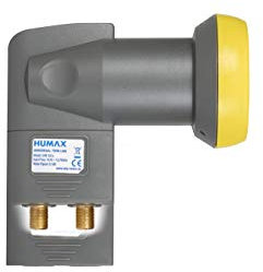HUMAX Digital Twin-LNB 122s-B Gold, Satelliten universal LNB, LTE-Filter, 2 Teilnehmer inkl. Wetterschutzhülle und vergoldete F-Buchsen, für digitales Fernsehen in HD, Full HD & 4K UHD, schwarz/gelb
