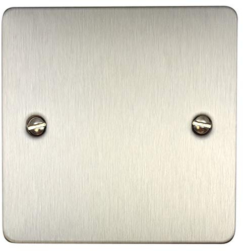 Flat Brushed Steel Single Blank Plate