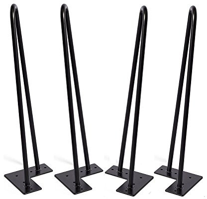 MSOBAIW 18 Zoll Haarnadel Beine, Heavy Duty Metal Tischbeine für Schrank, TV-Schränke, Schubladen, Nachttisch, 3/8 Dia Satin schwarz Zwei-Stab Eisen Draht Beine für DIY Möbel (45.5cm, schwarz)
