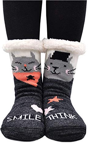 PUTUO Calzini Invernali Donna Calze a Pantofola con suola antiscivolo, Calze Antiscivolo Donna Calzini Termici per casa, Morbida e Calda