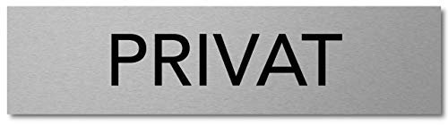 Interluxe Türschild Privat 200x50x3mm, Schild aus Aluminium, selbstklebend und wiederablösbar modernes Schild für die Firma, Praxis, Werkstatt, Geschäft, Gaststätte oder Ferienhaus