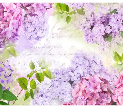 murando Fototapete Blumen 450x315 cm Vlies Tapeten Wandtapete XXL Moderne Wanddeko Design Wand Dekoration Wohnzimmer Schlafzimmer Büro Flur Hortensie Natur violett rosa pink grün b-C-0100-a-a
