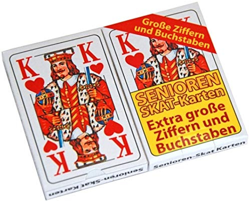 marion10020 Senioren Skat-Karten 32 Blatt Skat Karten Spielkarten Französisches Skatspiel, 2er-Set
