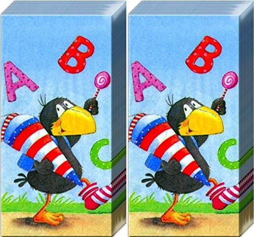 20 Taschentücher (2x10) Rabe Socke ABC | Schulanfang | Einschulung | ABC