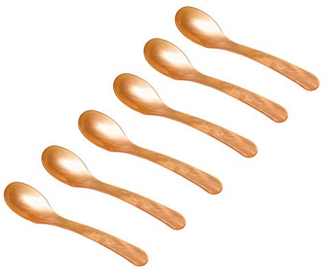 Heim Söhne 6er Set Acrylglas Löffel ca. 12,2 cm – Zauberhafte Eierlöffel in Perlmuttoptik für unvergessliche Momente beim Frühstück, Dessert & mehr – Handgefertigt in Deutschland (Gold)