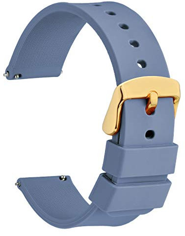 WOCCI 18mm Silikon Uhrenarmband mit Gold Schnalle, Schnellverschluss Armband (Hafen Blau)