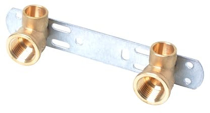 Aqbau® Montageeinheit, Montageplatte, Wandscheibe Für Badezimmerarmaturen, Wasser Trinkwasser Messing Metall, Montageplatte wasseranschluss 1/2 x 15mm Abstandsmaß von 100 mm