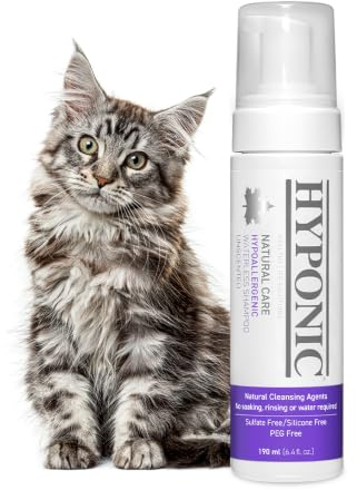 HYPONIC Hypoallergene Wasserloses Shampoo, parfümiert für alle Haustiere | Natürliches, trockenes Shampoo Entwirrt, befeuchtet, Geruchskontrolle 6,4 Unzen (parfümfrei 190ml)
