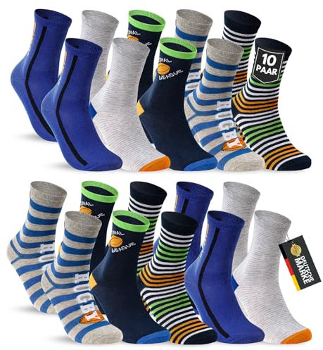 10 Paar Kinder Socken Jungen & Mädchen Baumwolle Kindersocken 54353 (27-30)
