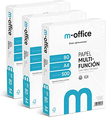HYBRITE Mehrzweckpapier A4 für Drucker 80 g (1500 Blatt - 3 Packungen)