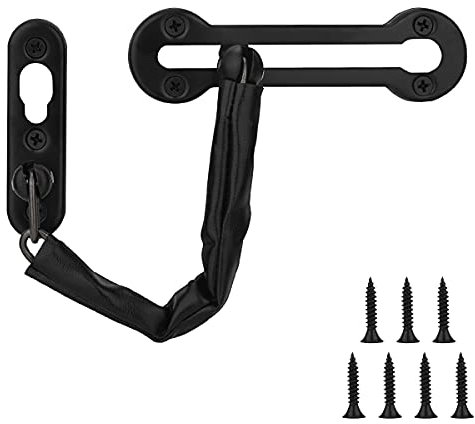 Tür Sicherheitskette Kettenschloss, Türkette Edelstahl Sicherheitsriegel Leder Verpackt Kette Diebstahlschutz Für Außenanwendungen Home Hotel Office Privatsphäre Familie Wohnungstür - Schwarz