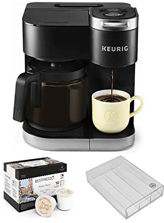 Keurig K-Duo Single Serve and Carafe Coffee Maker with Coffee Pod Organizer and 12 Medium Roast Coffee K-Cup