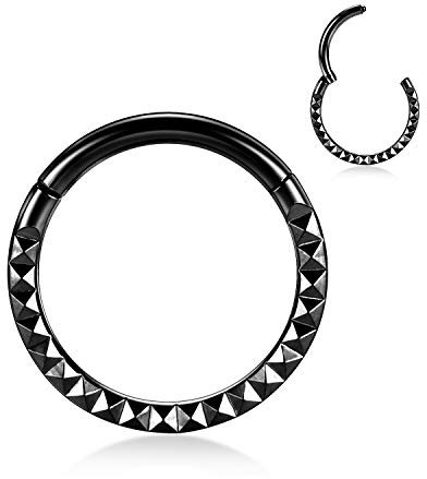 AROWRO 16G Septum Daith Schmuck Septum Nase Daith Ring Septum Hoop Septum Piercings Septum Daith Piercing Schmuck Septum Daith Clicker Edelstahl 10mm Knorpel Daith Helix Ohrringe Schwarz