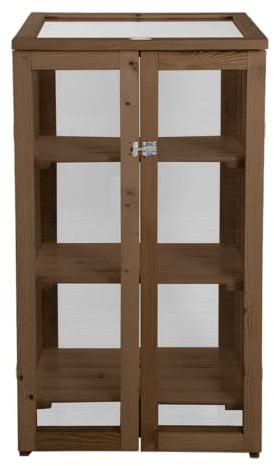 AC-Déco Mini Serre en Bois L - L 54 X L 69,4 X H 125,2 Cm - Marron