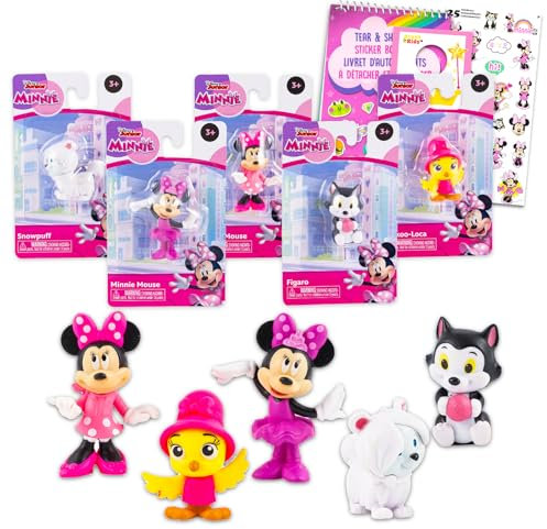 Classic Disney Minnie Toys Set Minnie Mouse Figures Bundle - 5 Pc Minnie Mouse and Friends Favors, Cake Toppers Featuring Minnie Mouse and More (Minnie Mouse Playset) Minnie Mouse Favors Bags