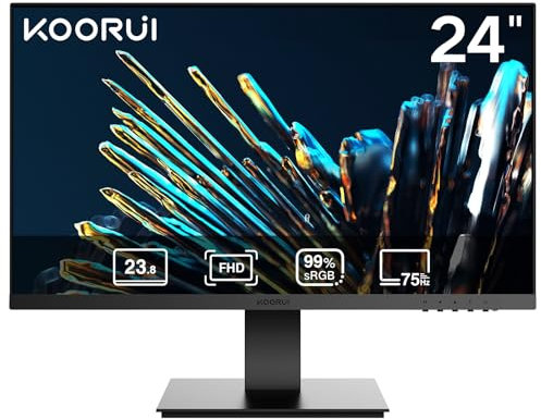 KOORUI 24 Inch FHD Monitor, Ultra-slim Bezels, 75Hz, VA Display, 5ms, Low Blue Light, 75 x 75 mm VESA Mountable, Adjustable Tilt, Black (1920 x 1080, HDMI/VGA)