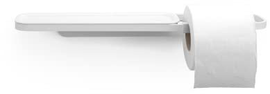 Brabantia - Mindset Toilettenpapierhalter mit Ablage - Für alle Gängigen Rollengrößen - Korrosionsbeständig - Wandmontage - Inklusive Befestigungsmaterial - Fresh White - 4,5 x 9 x 42 cm