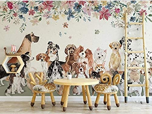 3D Hunde Tier Tapeten Wandkunst Kontaktpapier Tapeten Wohnkultur Fototapete 3D Effekt Wohnzimmer Schlafzimmer Kinderzimmer-400Cm×280Cm