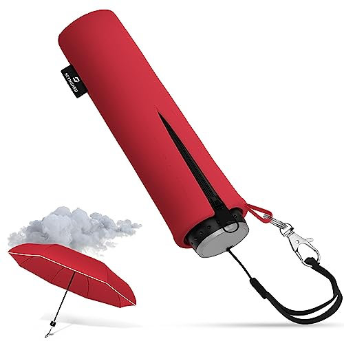 STYNGARD Regenschirm Kinder mit Sicherheitsreflektoren und Reflektorband - Kinder Regenschirm Mädchen & Junge - Kinderschirm - Schirm für Schulranzen Modell STOCKHOLM (Rot)