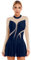 iEFiEL Damen Langarm Ballettkleid Eiskunstlauf Kleid mit Glitzer Kristallen Ballettkleidung Gymnastik Leotard Turnanzug Tanzkostüm Zb Marineblau XL