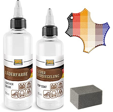 SRS TECHNOLOGY Kit Reparation Cuir pour BMW (Mini Kit) Peinture Cuir Dakota (50ml) + Couche de Finition (30ml) (Dakota Corail)