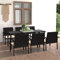 Gecheer 7-TLG. Garten Essgruppe 6 Personen, Terrassenmöbel Set, Sitzgruppe Esstisch mit Glas-Tischplatte & 6 Stühle mit Sitzkissen, Gartenmöbel Set Poly Rattan Schwarz