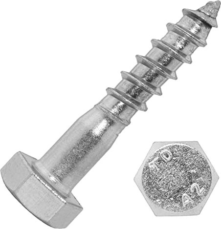 Techtanium® Sechskant-Holzschrauben 8 x 60 mm aus Edelstahl A2 (50 Stück) | Holzbauschrauben | Schlüsselschrauben | Sechskantschrauben | DIN 571