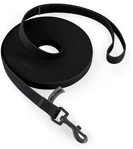 Wolfone 15m schwarz Schleppleine für Hunde,wasserdichte Trainingsleine, strapazierfähige und Pflegeleichte Leine, geeignet für Rückruf, Schwimmen, Camping, Strand, Jagd, Spaziergänge