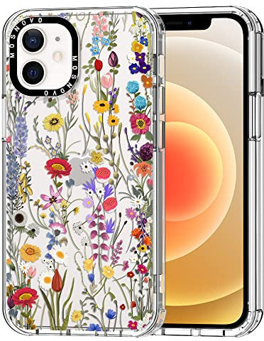 MOSNOVO für iPhone 12 Mini Hülle – Durchsichtige, schlanke, stoßfeste TPU+PC-Handyhülle, [6,6 Fuß Fallschutz/Anti-Abziehen] - Wildblumenwiese
