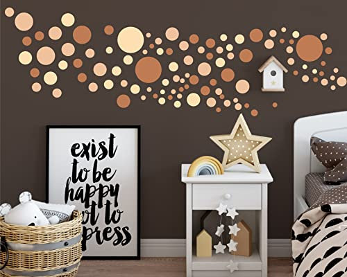 Sunnywall® 130 bunte Wandtattoo Kreise als Sticker Set für Baby- & Kinderzimmer - Punkt-Dots als Klebepunkte in verschiedenen Farben - Wandaufkleber für eine individuelle Wandgestaltung Beige Creme