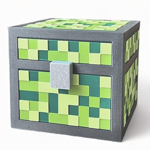 KAJAWIS Pixel Sparschwein Spardose für Kinder | Minecraft-Stil Pixel |3D Box | Multicoloured PLA-Biokunststoff (Green, M)