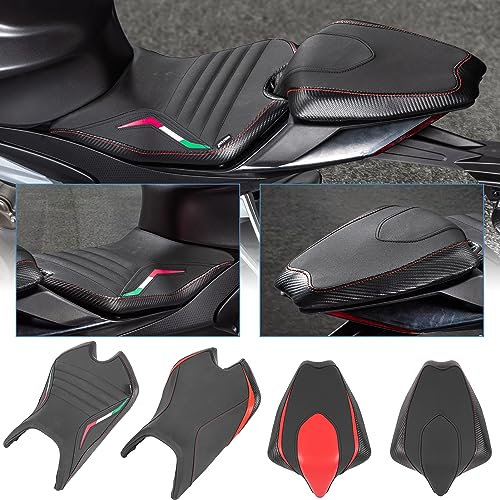 Lorababer Motorrad vorne Fahrer hinten Beifahrer Sozius Solo Sitzpolsterbezug für RS660 Druckentlastungskissen Sitzsattel passend für A-prilia RS 660 RS-660 2020-2023 (1 Set-Rot)