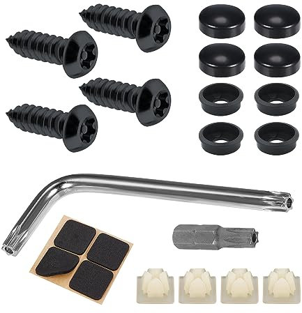 License Plate Screws Kit, Stainless Steel License Tag Hardware Inserts 1/4 M6 Number Plate Screws Bolts and Caps License Plate Fasteners for Cars Auto Motorcycles Trucks Nut(Black)
