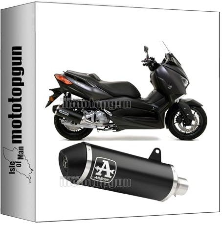 arrow 53526ANN + 53073MI pot echappement approuve open urban aluminium noir embout acier noir compatible avec yamaha xmax x-max 125 2018 2019 2020 mototopgun