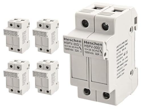 Heschen Solar-/Photovoltaik-Sicherungshalter, PV-Sicherungshalter, HSPV-30D, DC1000V 32A, 2-polig, 35mm DIN-Schienenmontage, für HSPV-30 ST-10PV 10 x 38 mm Sicherung, CE-gelistet (5)