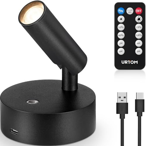 URTOM Battery Operated Spotlight Indoor with Remote Control, SBWSR03A01B