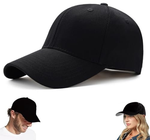 QEEROYO Basecap Unisex, Baseball Cap Herren Damen, Einstellbare Kappe mit Schirm, Sonnenschutz Baseballkappe für Outdoor Running Tennis Golf Reisen, Schwarz
