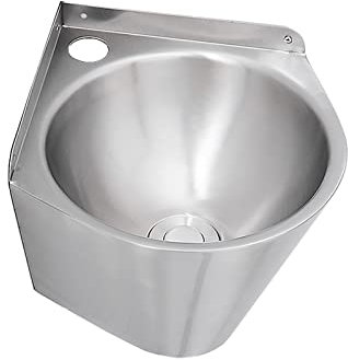 Lavabo da Appoggio Lavello rotondo in acciaio inox Lavello da bagno ad angolo a parete Lavello da cucina singolo for camper Lavello for camper Lavello a vasca singola (senza rubinetto) Lavandino da ba