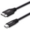 Fasgear 0,3m USB C zu Micro B Kabel Nylon Geflochtener Metallstecker Typ C zu Micro 3.0 Kabel Schnellladung 5 Gbit/s Sync Kompatibel mit Toshiba Canvio, Galaxy S5 Note 3 und mehr (Schwarz)