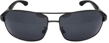 Rennec Sonnenbrille Rechteckige Pilotenbrille Metall Gestell Schwarz Bügel mit Federgelenke Herren Bikerbrille UV400 Schutz