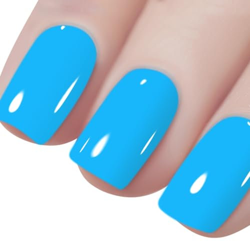 Vishine Bright Blue Gel Nail Polish, 8ml High Gloss Soak Off U V Gel Nail Polish for French Nail Manicure Salon DIY L241