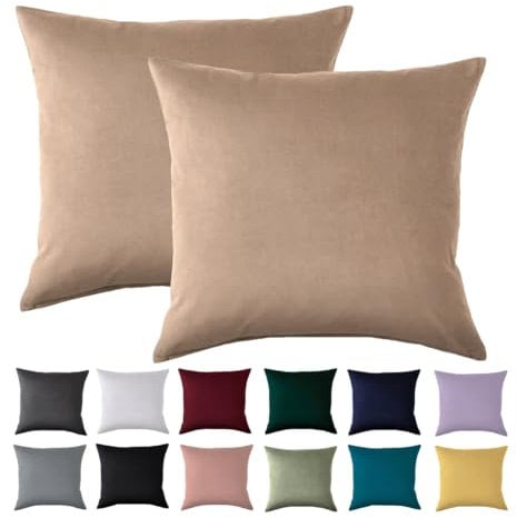 Kissenbezug 80x80 2er Set - Kopfkissenbezug 80 x 80 cm Beige Für Kissen 100% Mikrofaser Kissenhülle Bügelfrei & Knitterfrei mit Reißverschluss