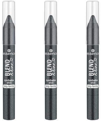 essence blend & line eyeshadow stick, Lidschatten, Nr. 05, Schwarz, langanhaltend, hochpigmentiert, mit Ölen, vegan, ohne Mikroplastikpartikel, Nanopartikel frei, ohne Parfüm, 3er Pack (3x1.8g)