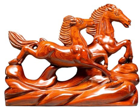 DIANXI Desktop-Figuren Holzschnitzerei Pferd Ornament Massivholz Pferd Schnitzerei Handwerk Mahagoni Pferd Ornament Holz Pferd Ornament Home Decor Statuen