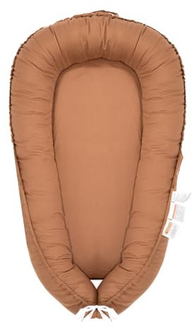 SENTASI Babynest Nestchen Baby,100% Baumwolle Babynestchen Babynest Neugeborene Geschenk Nestchen Reisebett für Babys und Säuglinge (Braun)